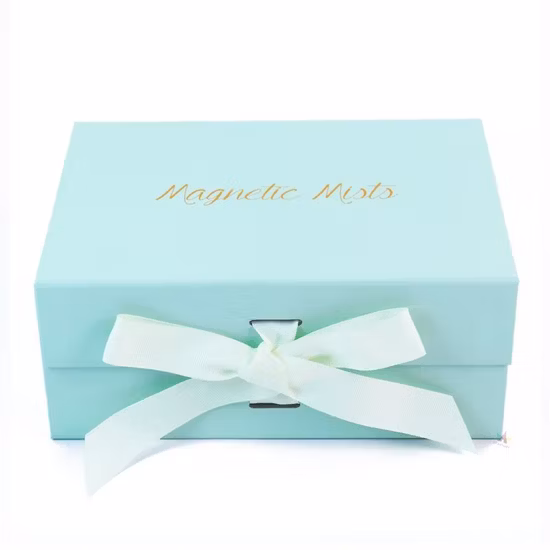 Foldable Cardboard Cosmetics Makeup Jewelry Clothes Magnetic Paper Gift Packing Box for Watch Wedding Party Festival Gift Packaging with Ribbon